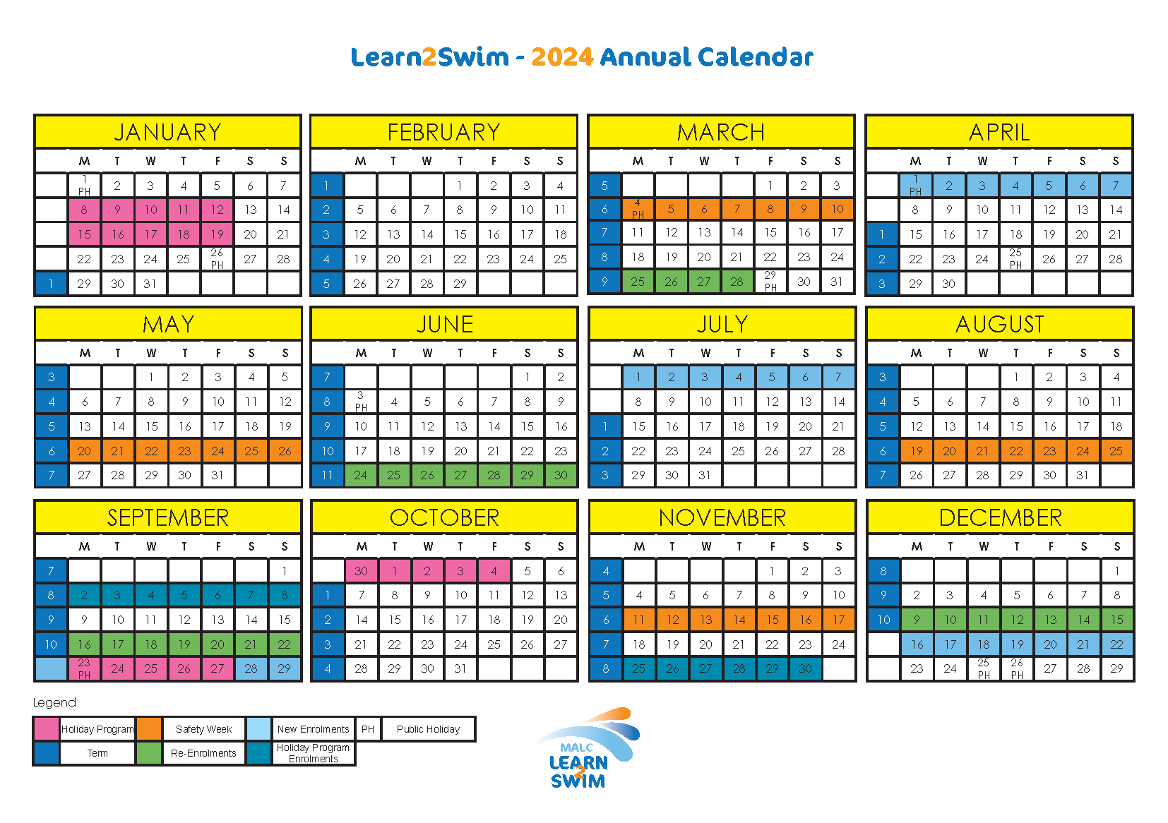 Calendar for Learn2Swim Image